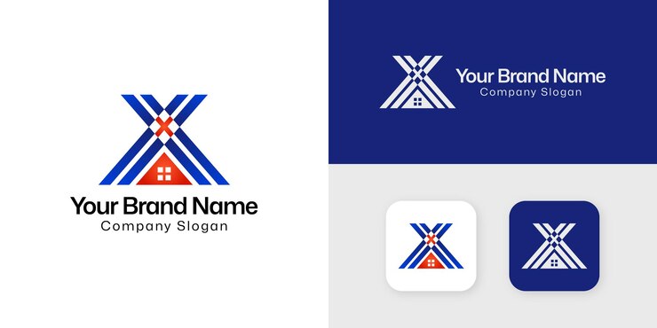 Vector letra X plantilla de diseño de logotipo creativo de bienes raíces y construcción