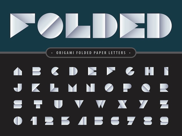 Vector de letras y números de alfabeto de papel doblado