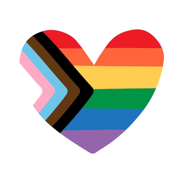 Vector lgbt lgbtqia nueva bandera arco iris corazón