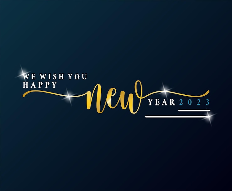 Vector libre 2023 oro sobre fondo negro para feliz año nuevo preparación feliz navidad