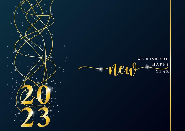 Vector libre 2023 oro sobre fondo negro para feliz año nuevo preparación feliz navidad