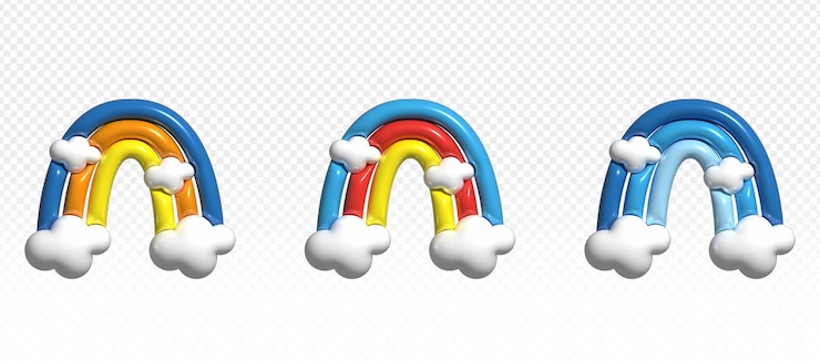 Vector vector libre 3d arco iris con nube