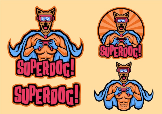 Vector libre de animales del logotipo de la mascota de superdog