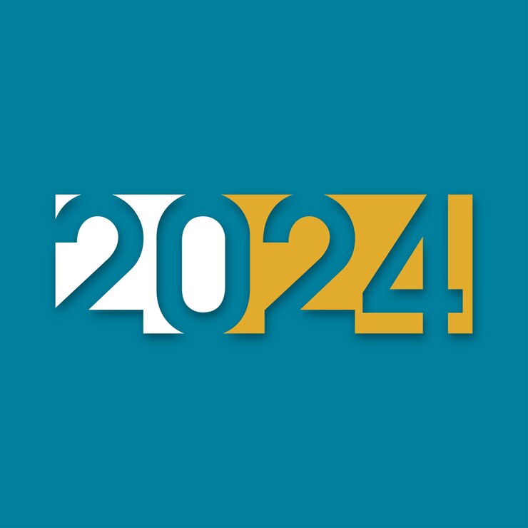 Vector libre Año Nuevo 2024 texto tipografía elemento de diseño flyer diseño de banner