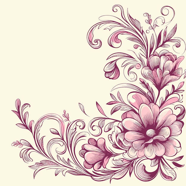 Vector vector libre artístico vintage boceto decorativo de boda fondo floral