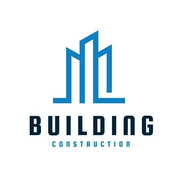 Vector libre azul logotipo de construcción de edificios elegantes