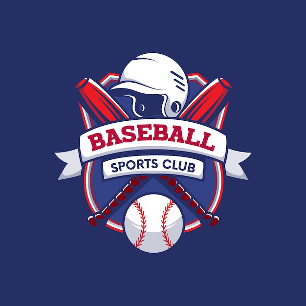 Vector libre azul y rojo ilustrativo logotipo del club deportivo de béisbol
