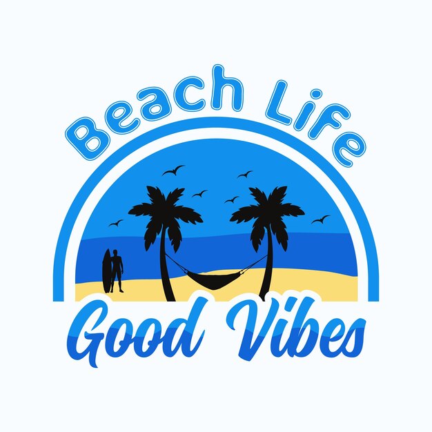 Vector libre Beach Life Vibes concepto de letras