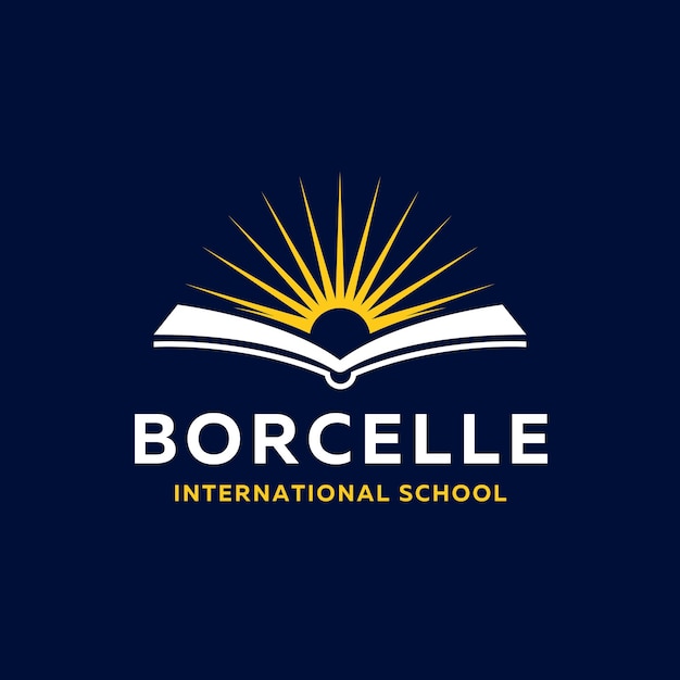 Vector libre blanco y amarillo logotipo de la escuela moderna