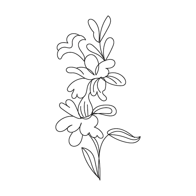 Vector libre dibujado a mano diseño plano contorno de flor simple