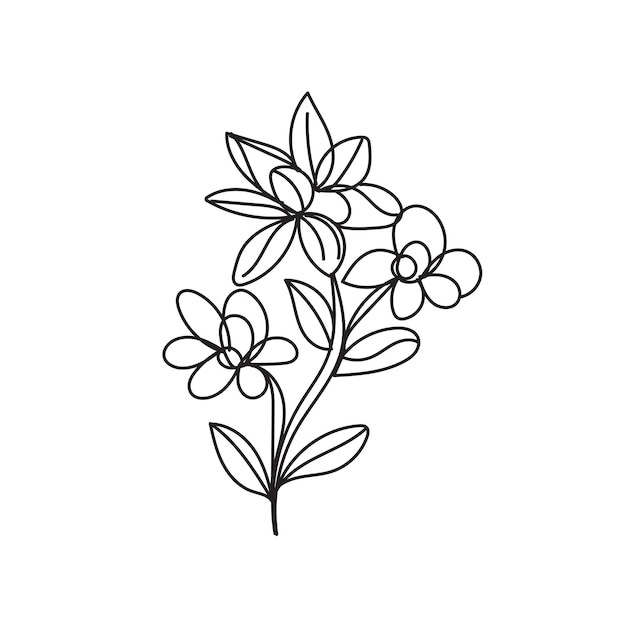 Vector libre dibujado a mano diseño plano contorno de flor simple