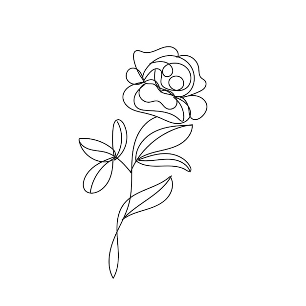 Vector libre dibujado a mano diseño plano contorno de flor simple
