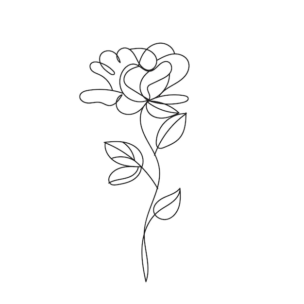 Vector libre dibujado a mano diseño plano contorno de flor simple