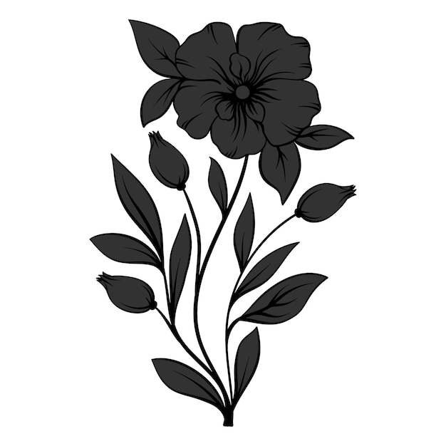 Vector vector libre dibujado a mano diseño plano flor simple contorno