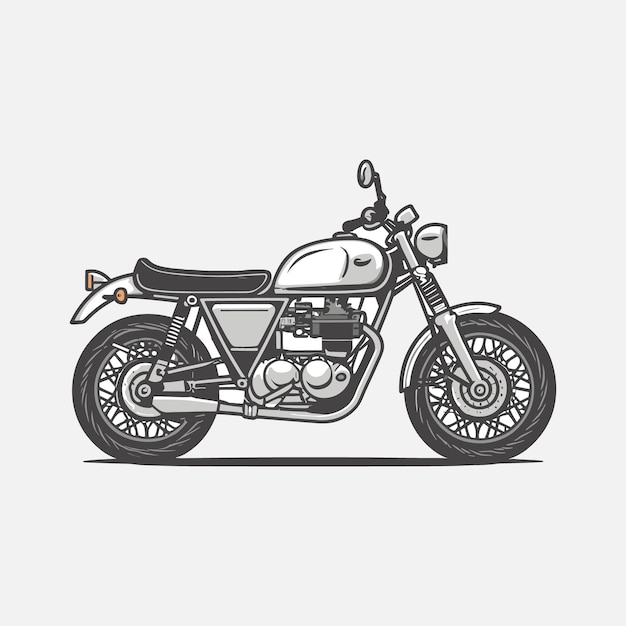 Vector libre dibujado a mano silueta de motocicleta fondo blanco