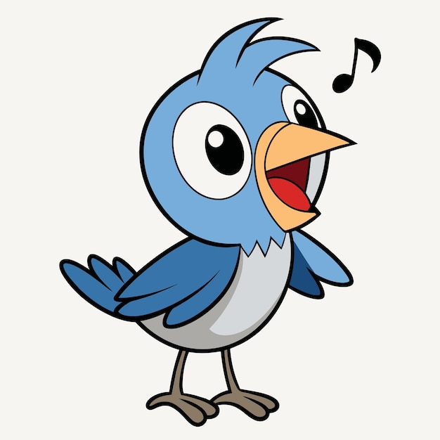 Vector libre de dibujos animados de ruiseñor cantando