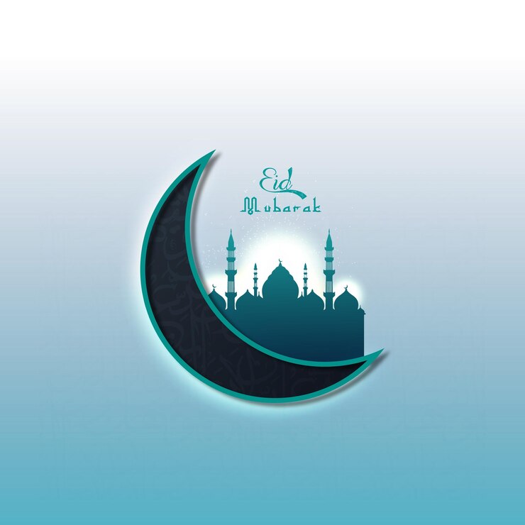 Vector libre eid mubarak moon vector art y mezquita hermoso fondo