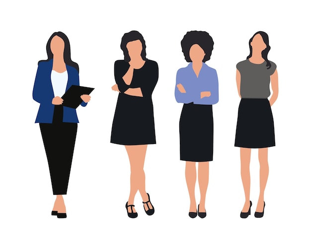 Vector libre elegante mujer de negocios en diferentes poses aisladas