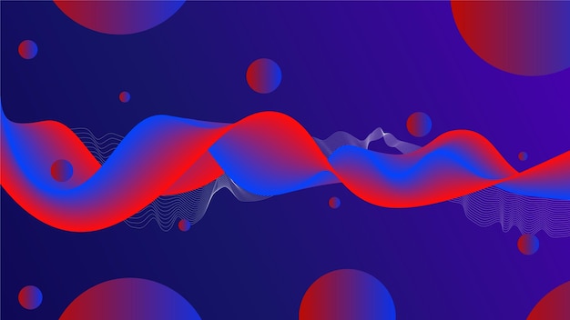 Vector libre fondo azul de Memphis con elementos de semitono y línea