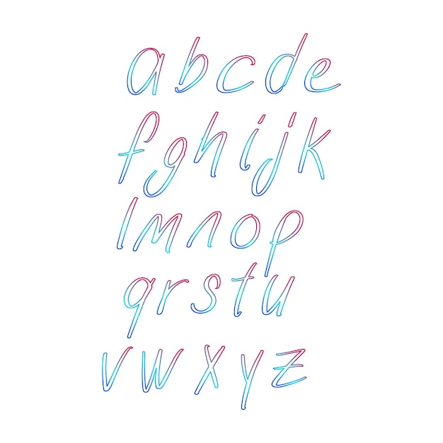 vector libre gradiente alfabeto conjunto de letras letras dibujadas a mano