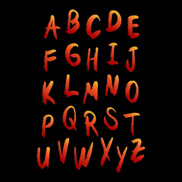 Vector vector libre gradiente alfabeto conjunto de letras letras dibujadas a mano