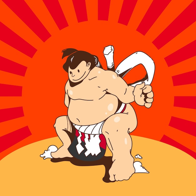 Vector libre hombre gordo en el sumo marcial