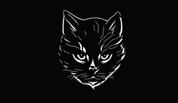 vector libre de ilustración de gato blanco y negro