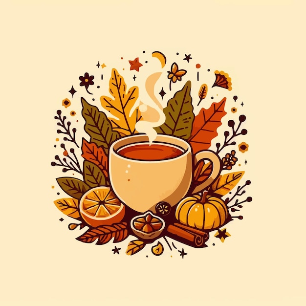 Vector vector libre ilustración vectorial de una taza de té de otoño