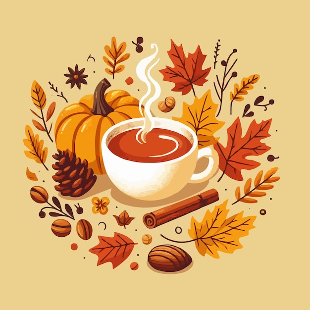 Vector vector libre ilustración vectorial de una taza de té de otoño