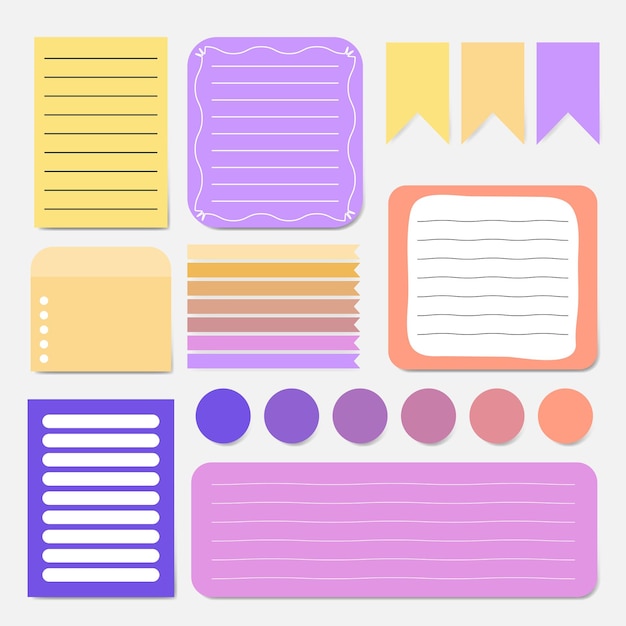 Vector libre juego de bloc de notas de papeleria