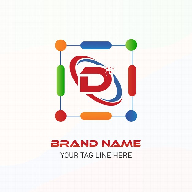 Vector libre letra d diseño del logotipo de la tecnología inicial