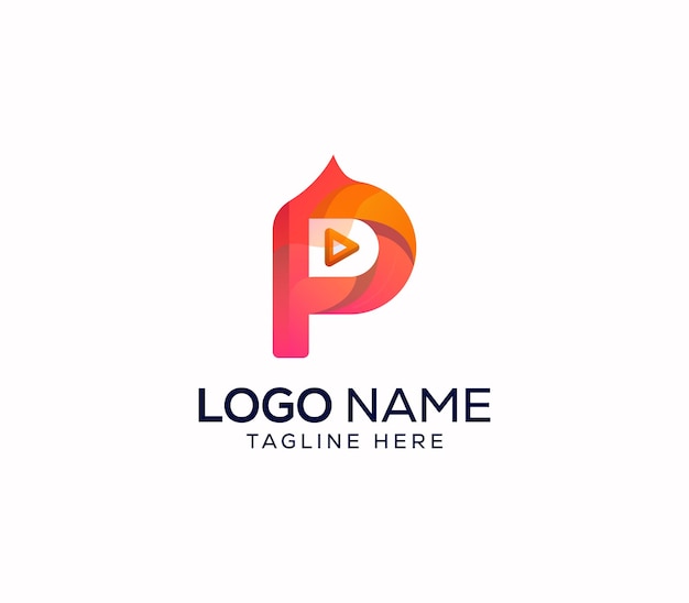 Vector libre letra p icono de música diseño de logotipo colorido degradado moderno