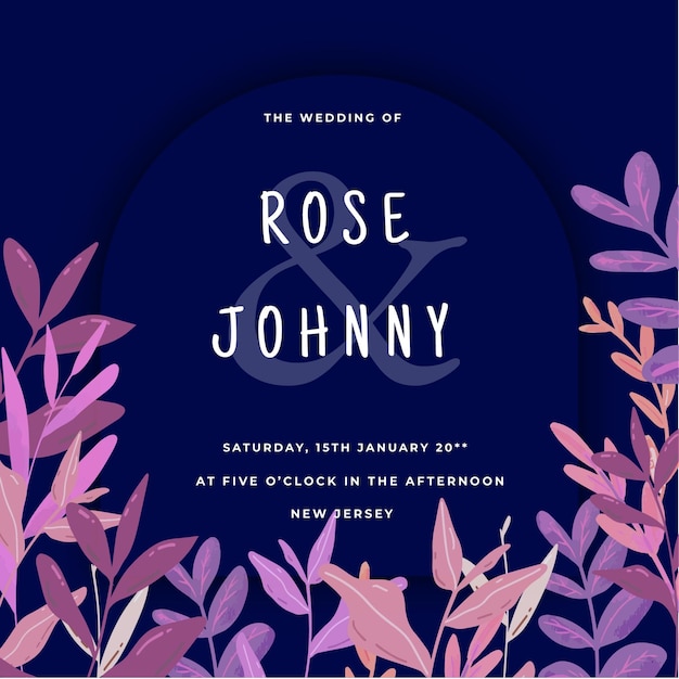 Vector libre lindo elegante fondo floral conjunto de tarjeta de boda invitación maqueta