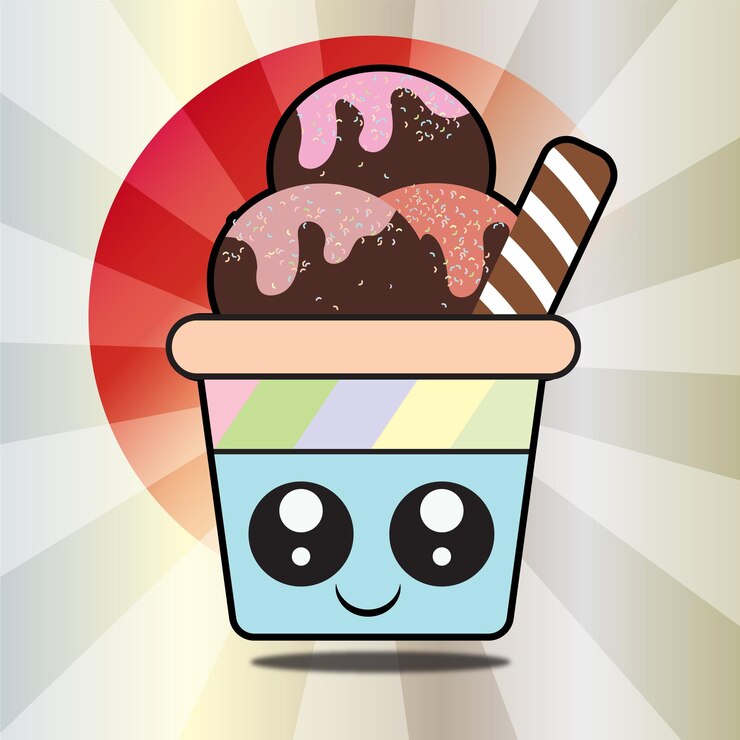 Vector libre lindo helado dibujos animados icono ilustración comida dulce icono plano dibujos animados