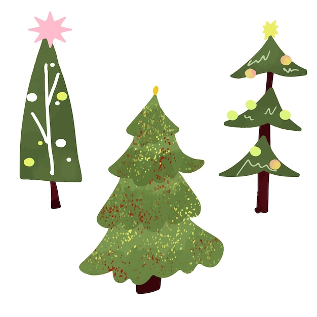 vector libre lindo hermoso árbol de Navidad floral conjunto de colores brillantes clipart árbol de Navidades