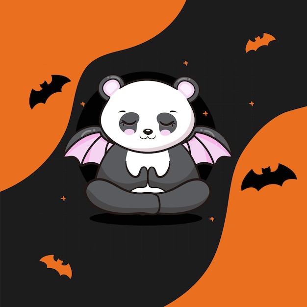 Vector libre de lindo panda con halloween