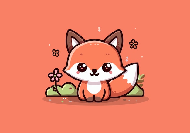 Vector libre lindo zorro sentado dibujos animados vector icono ilustración animal carácter icono concepto