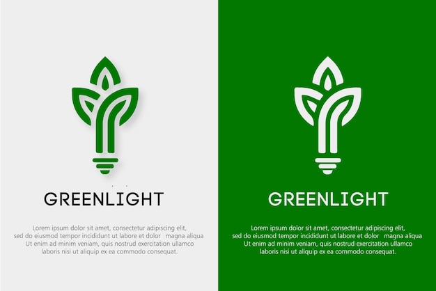 Vector libre de logo de luz de hojas verdes impresionantes