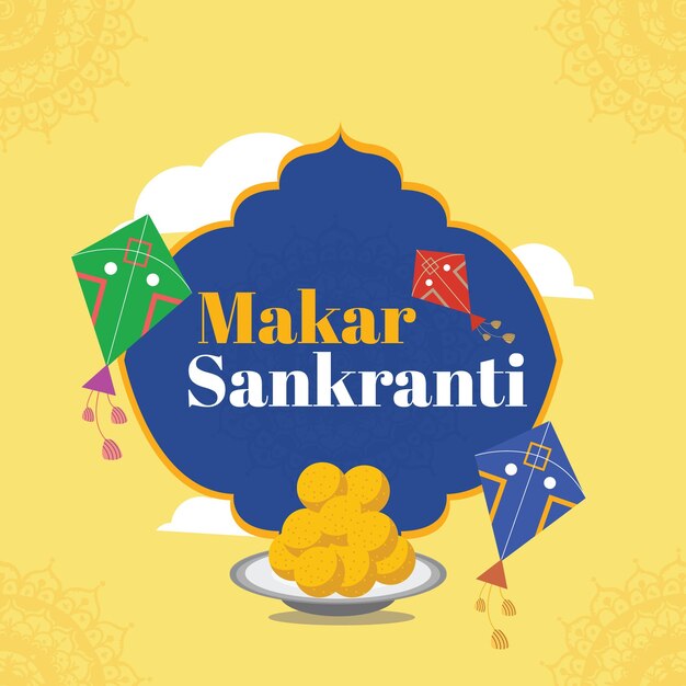 Vector libre makar sankranti con cometas