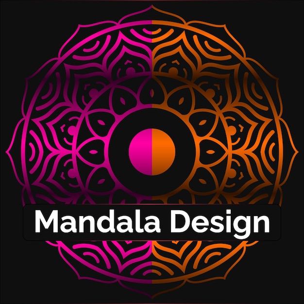 Vector libre mandala decorativo dorado sobre fondo negro