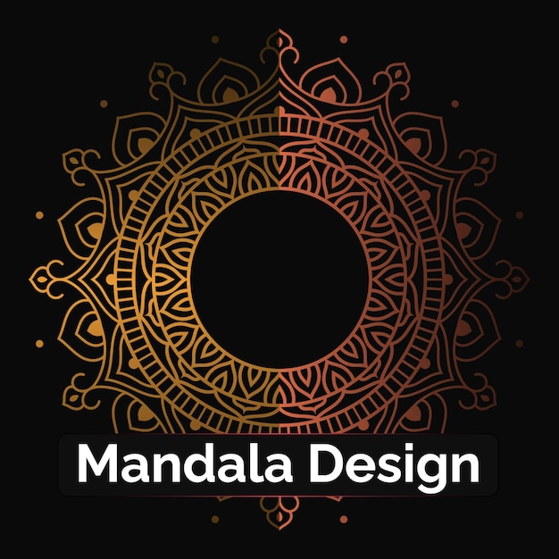 Vector libre mandala decorativo dorado sobre fondo negro