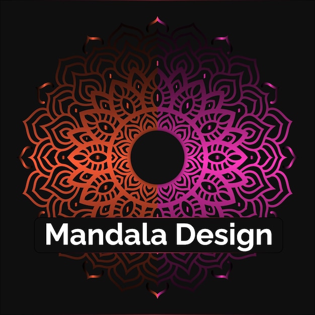 Vector vector libre mandala decorativo dorado sobre fondo negro