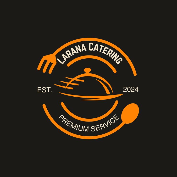 Vector vector libre negro y beige elegante logotipo de comida de catering