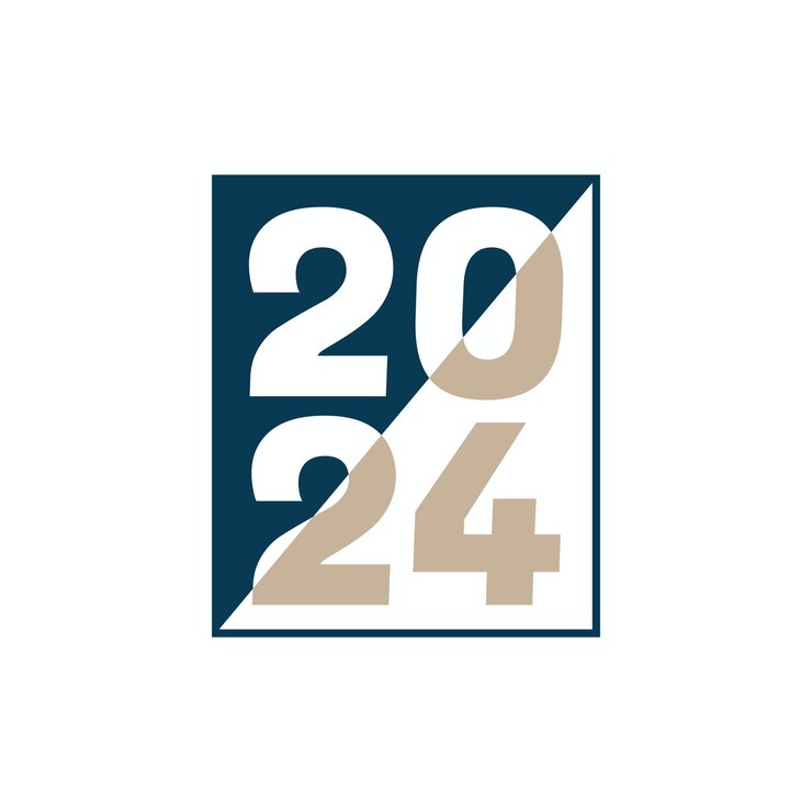 Vector libre nuevo año 2024 texto tipografía elemento de diseño flyer diseño de banner