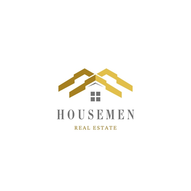 Vector libre de oro moderno edificio de la casa logotipo de bienes raíces