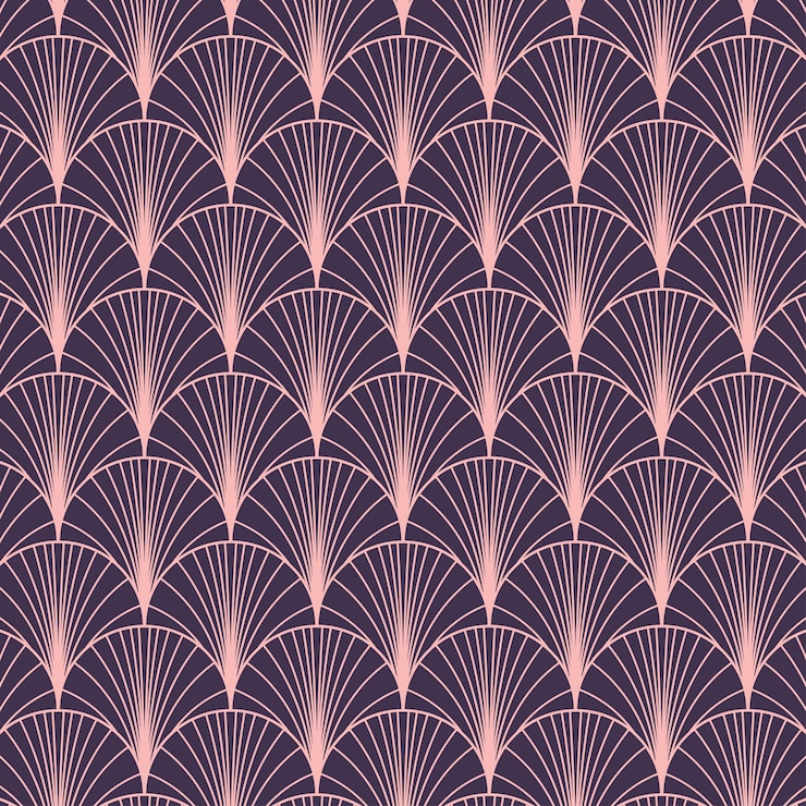 Vector vector libre patrón de escala de pescado art deco púrpura y rosa
