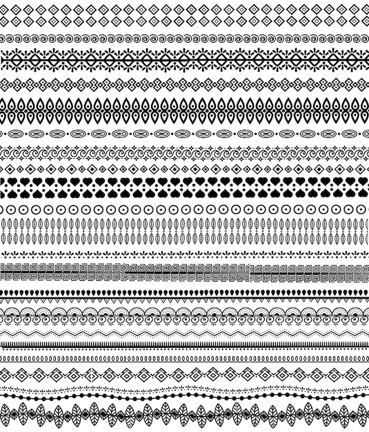 Vector libre de patrón de línea tribal en blanco y negro