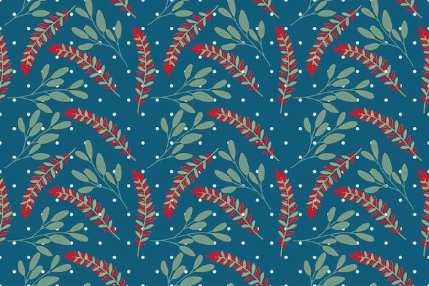 Vector libre de patrones de fondo de papel tapiz de diseño gráfico hojas de plantas de flores rojas verdes