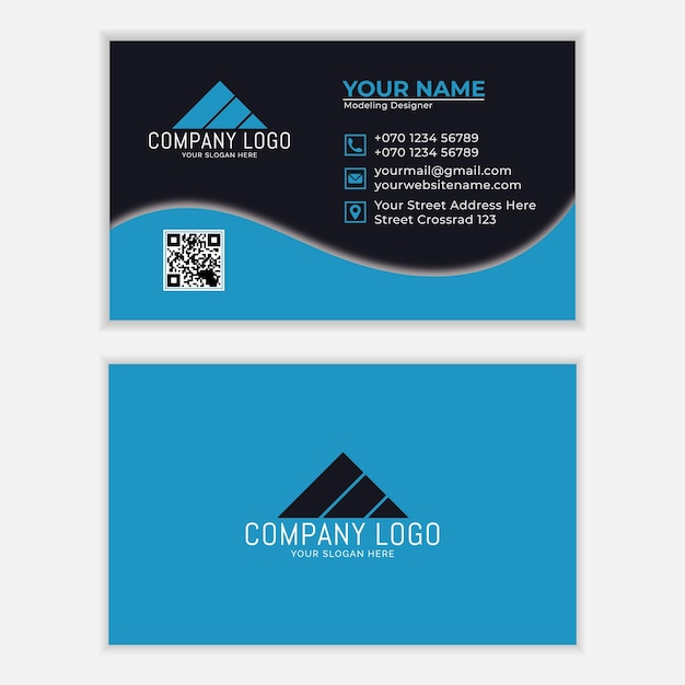 Vector libre de plantilla de tarjeta de visita azul profesional