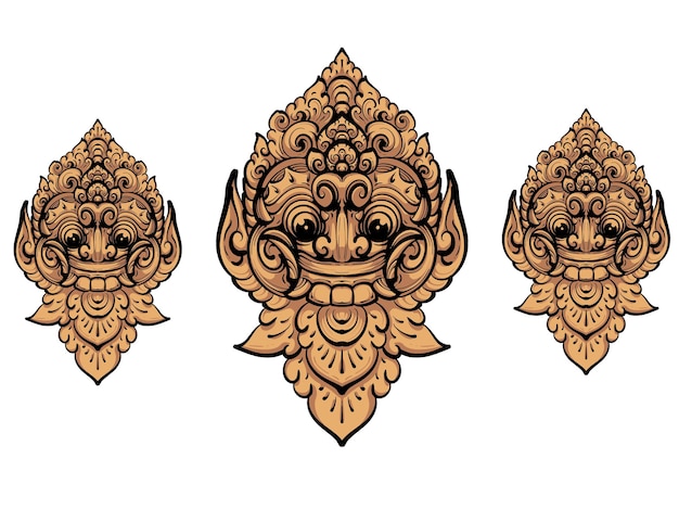 Vector vector libre de realeza de ornamento de arte y cultura balinesa